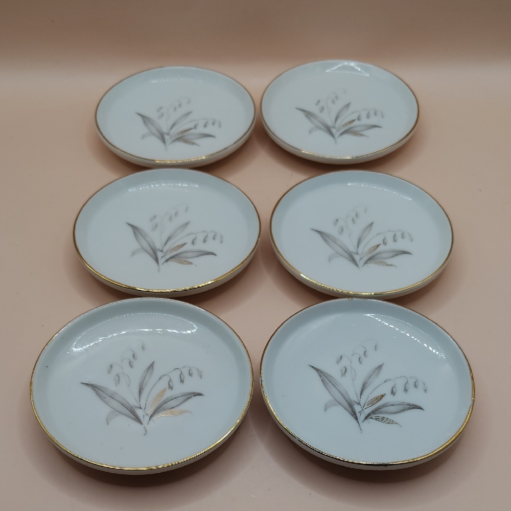 Kaysons Golden Rhapsody Fine China Small Butter Pat Saucers, Made In Japan. 6